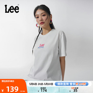 Lee24春夏新品多版型Logo印花圆领棉质日常女短袖T恤休闲LWT0082