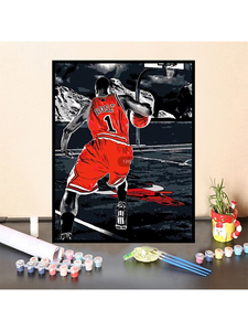 数字油彩画diy油画人物NBA篮球明星手绘填色画公牛皮蓬乔丹罗斯