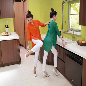 魅力优雅感时尚女士两件套2022年夏季新款雪纺衬衫网红百搭小脚裤